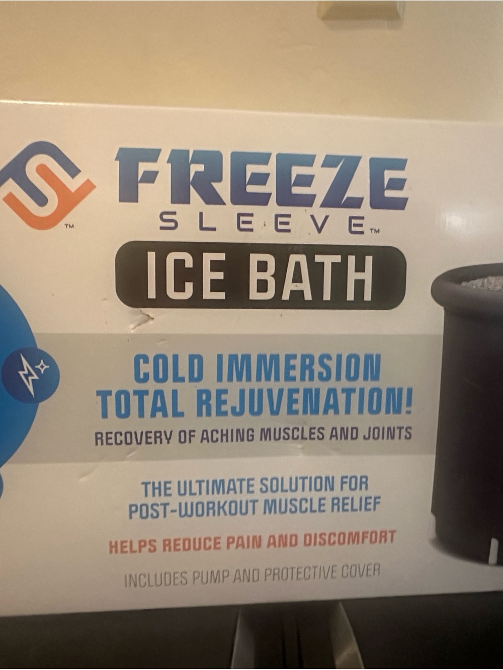 Freeze Ice Bath Portable Cold Immersion Tub - Blue and Black